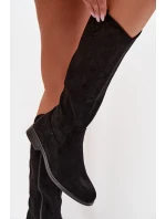 Dámské kozačky s vzorem na nízkém podpatku  Černé model 22031878 - S.Barski