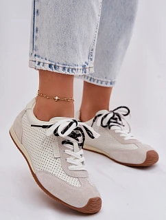 Kožené semišové dámské tenisky Big Star model 22100980 Bílé - Big Star Shoes