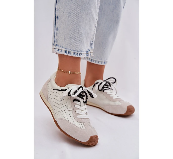 Kožené semišové dámské tenisky Big Star TT274555 Bílé