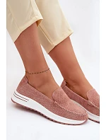 Růžové dámské semišové mokasiny Pevina