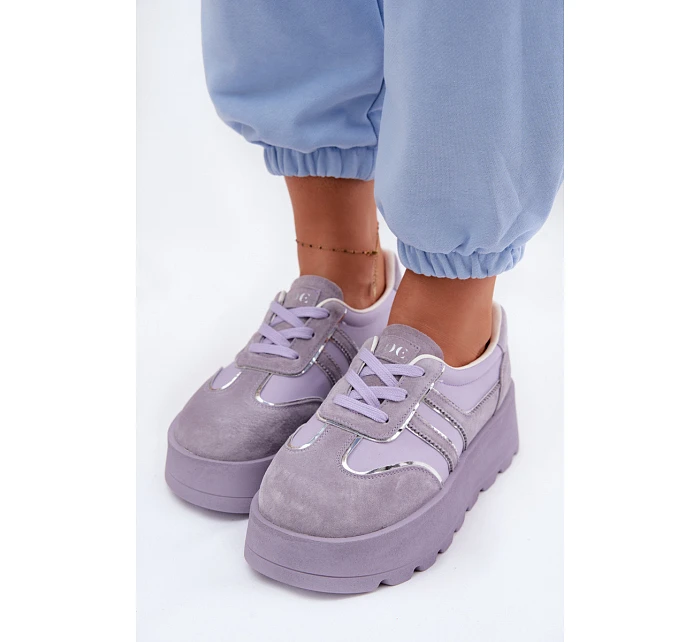 Semišové tenisky na platformě GOE TT2N4054 fialové