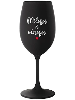 I LOVE & WINE - čierny pohár na víno 350 ml