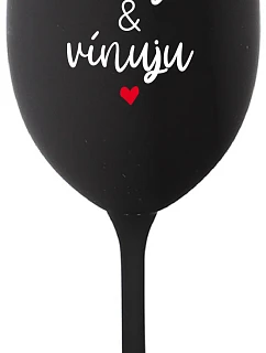 I LOVE & WINE - čierny pohár na víno 350 ml
