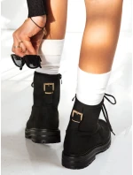 Dámske šnurovacie čižmy čierne Dstreet ZY1232