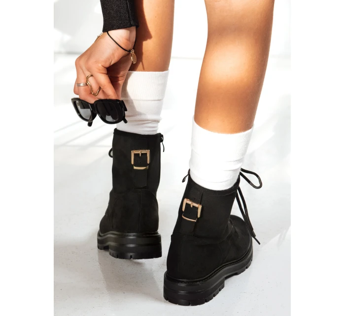 Dámske šnurovacie čižmy čierne Dstreet ZY1232