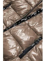 Dámska svetlohnedá lakovaná bunda (B8039-12)