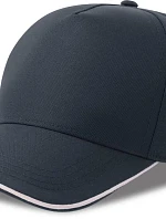 Atlantis Headwear Recy Five Piping – 5-panelová sendvičová čiapka s výšivkou 33.0282 tmavomodrá/biela