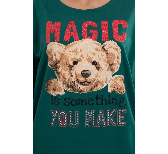 model 18746364 zelená halenka s potiskem - K-Fashion model 18746364 zelená halenka s potiskem - K-Fashion