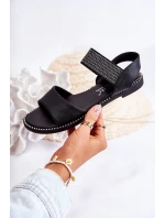 Klasyczne Skórzane Sandały Z Ćwiekami Czarne Shelly