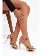 Dámské sandály na jehlovém podpatku s pásky a zlaté model 21821779 - Boto