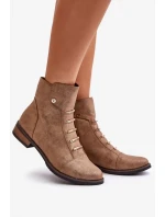 Dámske zateplené členkové topánky s plochým podpätkom Gold Labise Dámske zateplené členkové topánky s plochým podpätkom Gold Labise