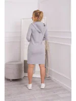 Šaty s kapucňou a vreckami šedej