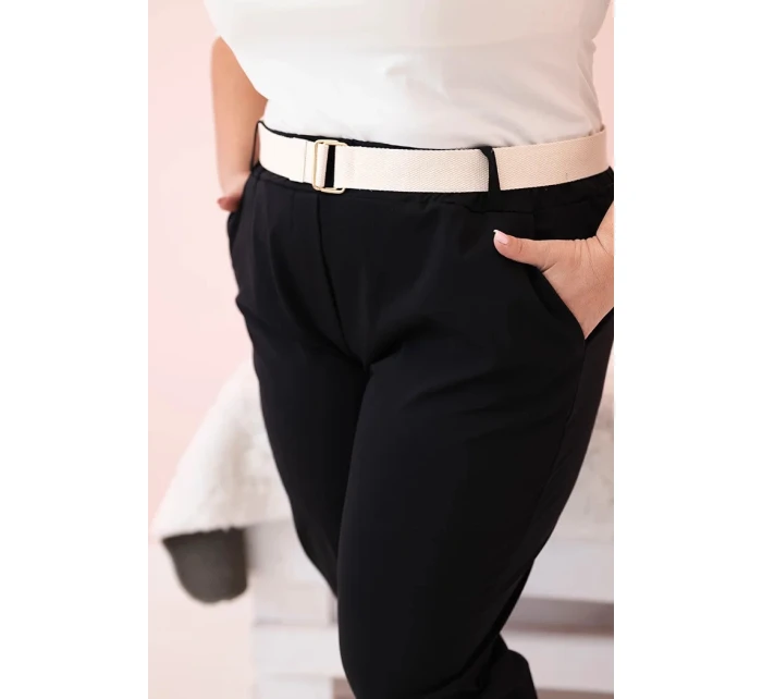 Dámské kalhoty Punto Milano Winter Plus Size s páskem černé