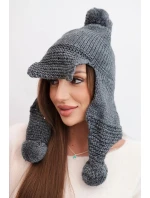 Dámská zimní čepice s kšiltem a grafitová model 21783021 - K-Fashion Dámská zimní čepice s kšiltem a grafitová model 21783021 - K-Fashion