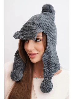 Dámská zimní čepice s kšiltem a grafitová model 21783021 - K-Fashion