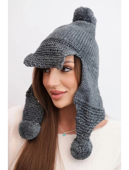 Dámská zimní čepice s kšiltem a grafitová model 21783021 - K-Fashion Dámská zimní čepice s kšiltem a grafitová model 21783021 - K-Fashion