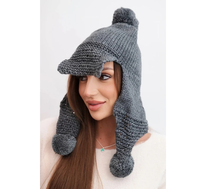 Dámská zimní čepice s kšiltem a grafitová model 21783021 - K-Fashion Dámská zimní čepice s kšiltem a grafitová model 21783021 - K-Fashion