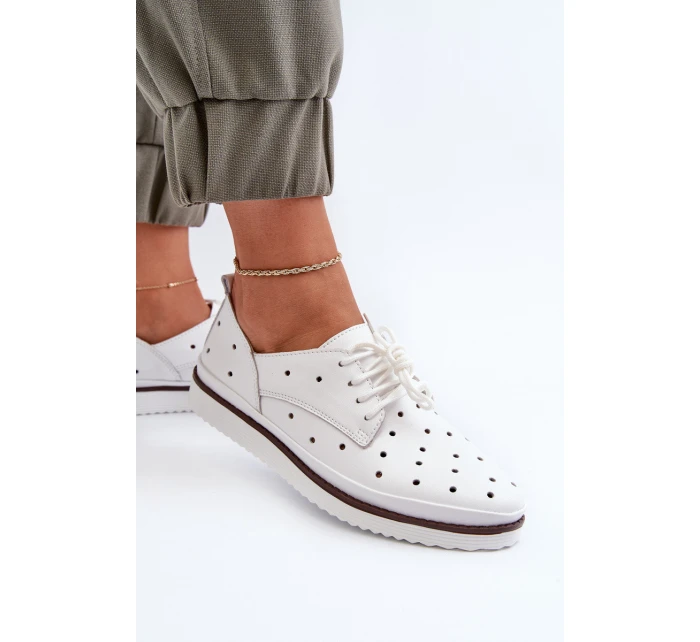 Bílé dámské kožené polobotky model 21655697 - S.Barski