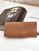 Eko Skórzany Gładki Portfel Damski Ciemnobeżowy Erolia