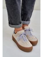 Zazoo N1068S4 Damskie Zamszowe Sneakersy Na Platformie Beżowe