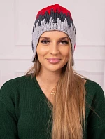 Dámska čiapka Nikol K405 červená+grafitová+tmavo šedá