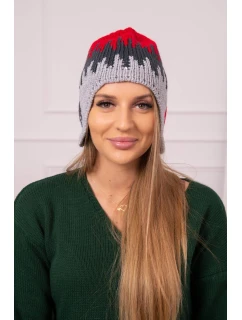 Dámska čiapka Nikol K405 červená+grafitová+tmavo šedá