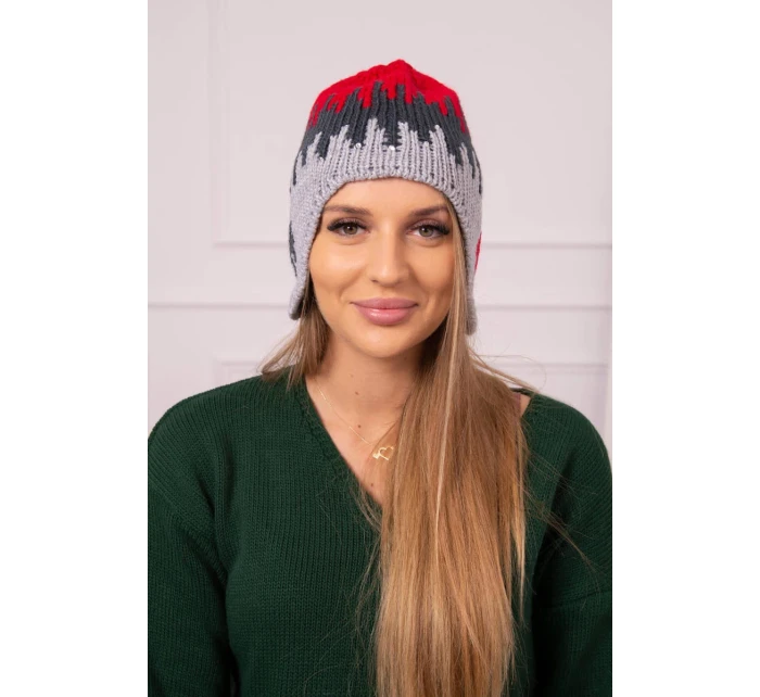 Dámska čiapka Nikol K405 červená+grafitová+tmavo šedá Dámska čiapka Nikol K405 červená+grafitová+tmavo šedá
