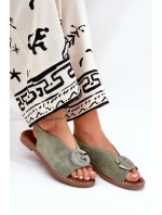 Płaskie Sandały Z Ozdobą Zielone Haliones Płaskie Sandały Z Ozdobą Zielone Haliones