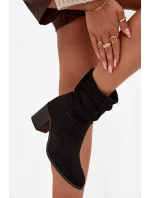 Dámské kotníkové boty s mašlí na podpatku model 21713495 černé - S.Barski