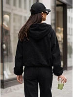 Dámska oversizeová kordová bunda s kapucňou, čierna, FashionStreet TY6062 Dámska oversizeová kordová bunda s kapucňou, čierna, FashionStreet TY6062