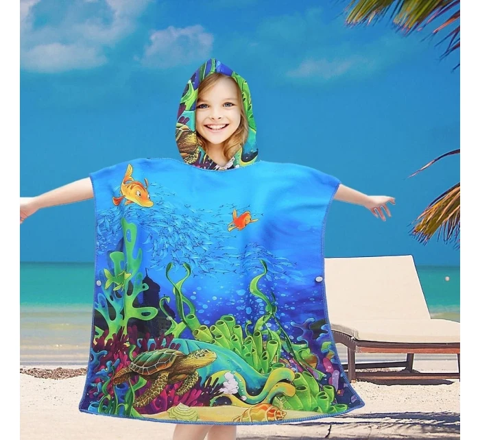 PončoBavlnené svetové detské plážové pončo s kapucňou 60x60 PončoBavlnené svetové detské plážové pončo s kapucňou 60x60