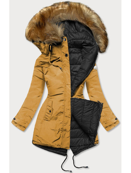 Žlto-čierna obojstranná dámska zimná bunda (M-21508)