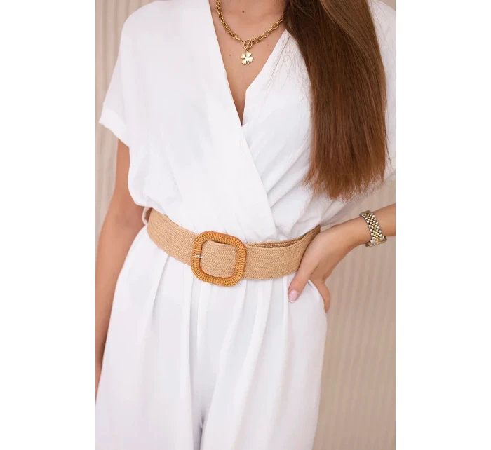 Kombinéza s ozdobným páskem v pase bílý