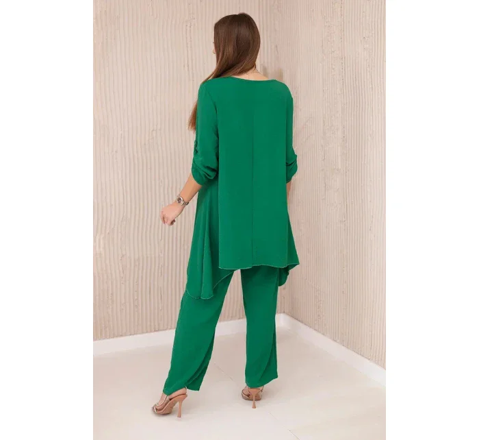 Súprava blúzka + nohavice s príveskom zelená