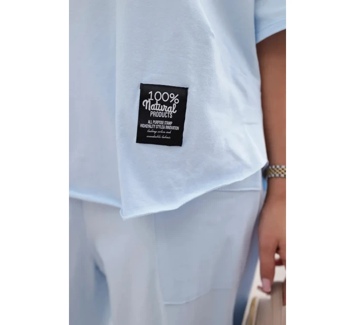 Súprava bavlnená blúzka + nohavice modrá