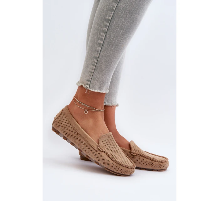 Dámské semišové mokasíny tmavě béžové model 21653934 - Boto