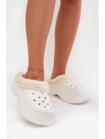 Dámske penové papuče zateplené kožušinou - biele Palvine Dámske penové papuče zateplené kožušinou - biele Palvine