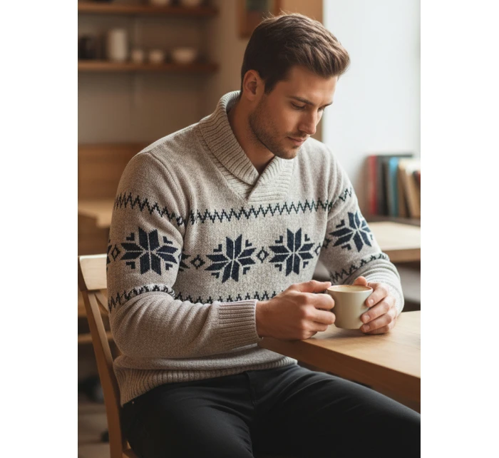 Pánsky béžový sveter FashionStreet WX2269