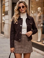 Dámska semišová bunda s patentkami, vínová, FashionStreet TY5878