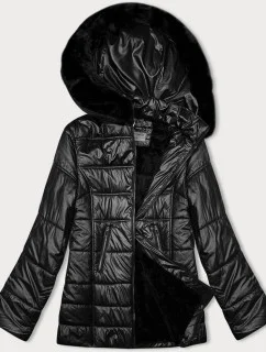 Černá prošívaná dámská bunda s kapucí model 21246815 - S'WEST