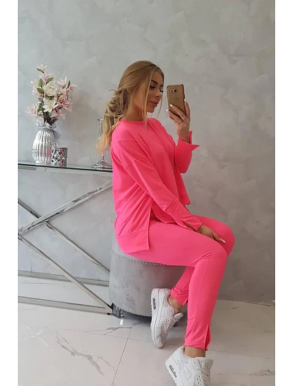 Sada s oversize halenkou růžová neonová