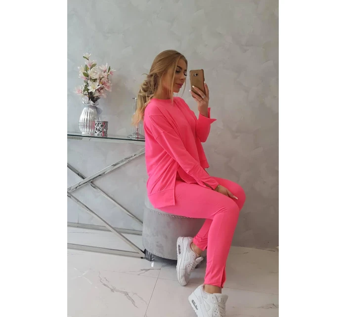 Sada s oversize halenkou růžová neonová