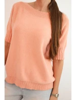 Dámsky viskózový sveter s krátkym rukávom tmavo marhuľový