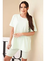 Dámsky bavlnený set s krátkym rukávom a šortkami žltý