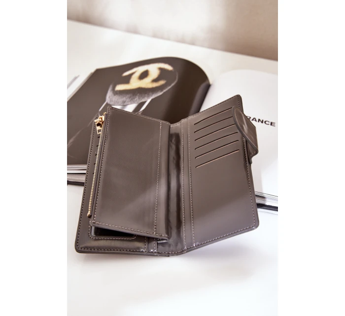 Portfel Damski Z Eko Skóry Szary Kalinessa