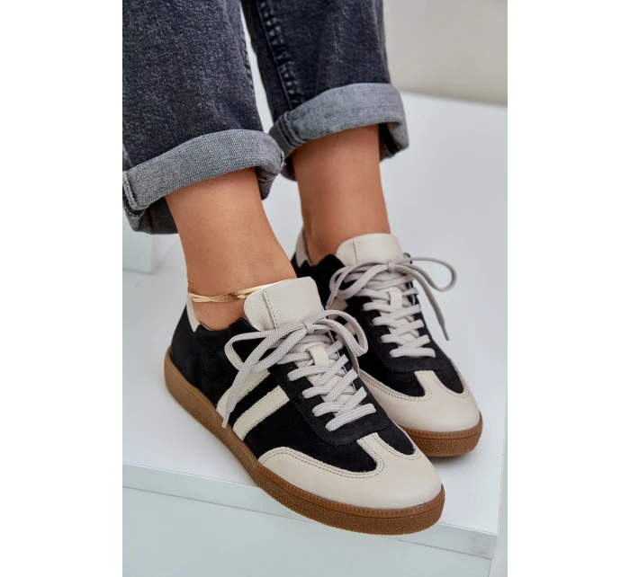 model 21684270 Kožené Nízké Tenisky Dámské Černé - Zazoo