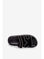 Klapki Damskie Ze Zdobieniem Na Platformie Czarne Delyna Klapki Damskie Ze Zdobieniem Na Platformie Czarne Delyna