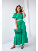 Dámsky letný set blúzka so sukňou v zelenej farbe
