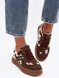 Dámske tenisky na platforme - hnedé Denissa