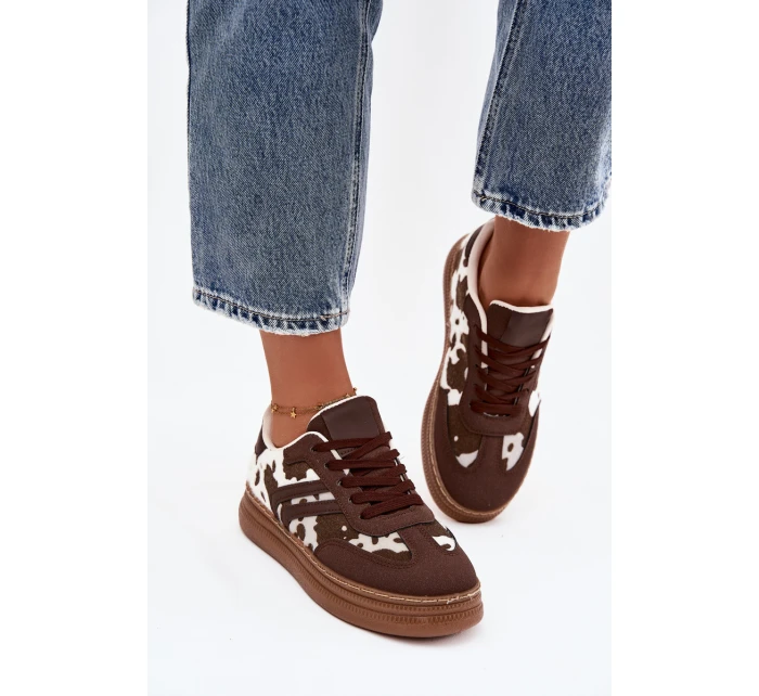 Dámske tenisky na platforme - hnedé Denissa Dámske tenisky na platforme - hnedé Denissa